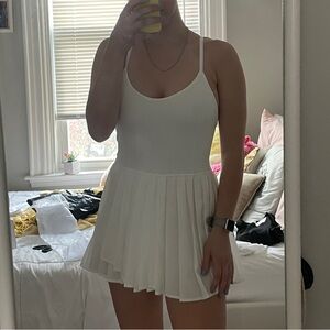 Aerie White Pleated Exercise Dress with Skort